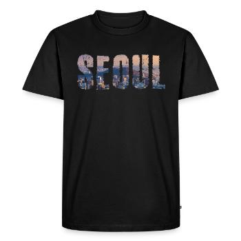 seoul stadt - Men's Premium Organic T-Shirt - black - Front - Nico (187cm)