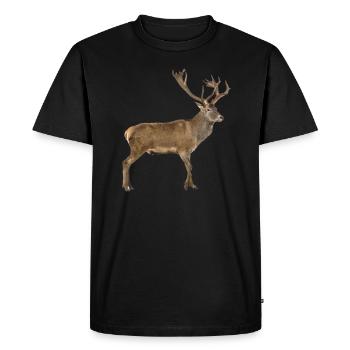 Cerf élaphe - T-shirt Premium bio Homme - noir - Devant - Nico (187cm)