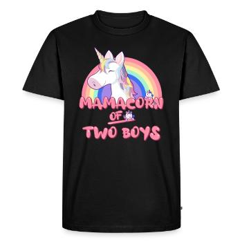 Mamacorn de deux garçons la fête des mères Licorne - T-shirt Premium bio Homme - noir - Devant - Nico (187cm)