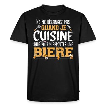 Cuisine Bière Alcool Apéro Cadeau Humour Cuisinier - T-shirt Premium bio Homme - noir - Devant - Nico (187cm)