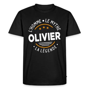 Olivier L'Homme Le Mythe La Légende - T-shirt Premium bio Homme - noir - Devant - Nico (187cm)
