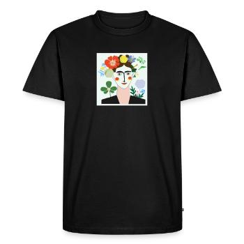 Portrait de femme fleur - T-shirt Premium bio Homme - noir - Devant - Nico (187cm)