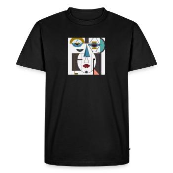 envious abstract face, colorful - Men's Premium Organic T-Shirt - black - Front - Nico (187cm)