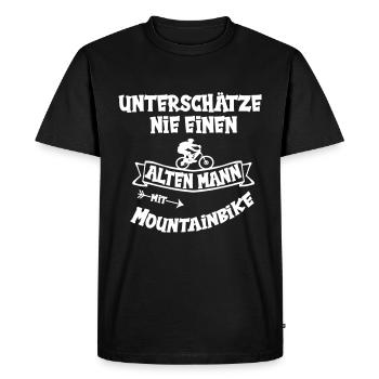 Alter Mann mountainbike - Männer Premium Bio T-Shirt - Schwarz - Vorne - Nico (187cm)