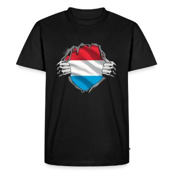 Drapeau luxembourgeois Drapeau luxembourgeois Accueil - T-shirt Premium bio Homme - noir - Devant - Nico (187cm)