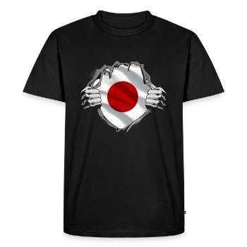 Drapeau du Japon utilisé Look Nihon Drapeau japonais - T-shirt Premium bio Homme - noir - Devant - Nico (187cm)