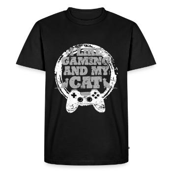 Gaming Cat Gift Idea - Men's Premium Organic T-Shirt - black - Front - Nico (187cm)