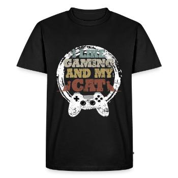 Gaming Cat Gift Idea - Men's Premium Organic T-Shirt - black - Front - Nico (187cm)