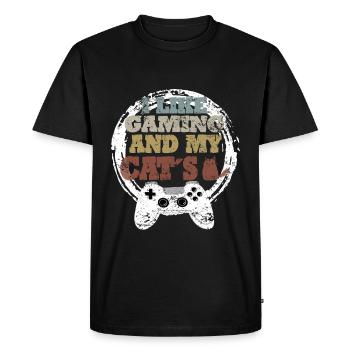 Gaming Cat Gift Idea - Men's Premium Organic T-Shirt - black - Front - Nico (187cm)