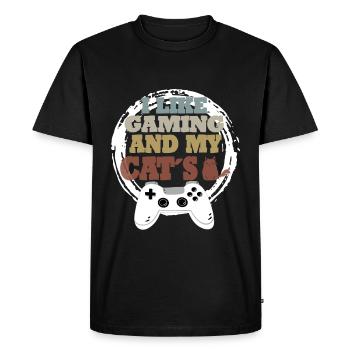 Gaming Cat Gift Idea - Men's Premium Organic T-Shirt - black - Front - Nico (187cm)