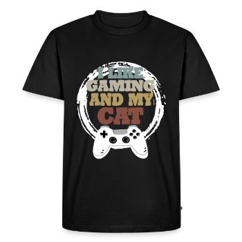 Gaming Cat Gift Idea - Men's Premium Organic T-Shirt - black - Front - Nico (187cm)