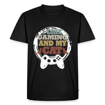Gaming Cat Gift Idea - Men's Premium Organic T-Shirt - black - Front - Nico (187cm)