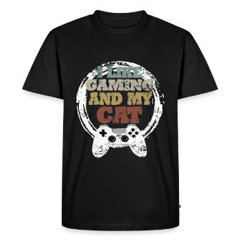 Gaming Cat Gift Idea - Men's Premium Organic T-Shirt - black - Front - Nico (187cm)