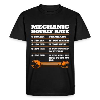 Idée cadeau de voiture mécanique - T-shirt Premium bio Homme - noir - Devant - Nico (187cm)