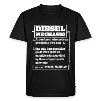 Idée cadeau de voiture mécanique - T-shirt Premium bio Homme - noir - Devant - Nico (187cm)
