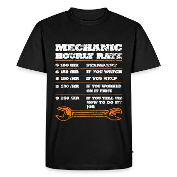 Idée cadeau de voiture mécanique - T-shirt Premium bio Homme - noir - Devant - Nico (187cm)