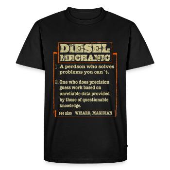 Idée cadeau de voiture mécanique - T-shirt Premium bio Homme - noir - Devant - Nico (187cm)