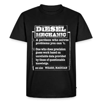 Idée cadeau de voiture mécanique - T-shirt Premium bio Homme - noir - Devant - Nico (187cm)