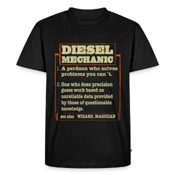Idée cadeau de voiture mécanique - T-shirt Premium bio Homme - noir - Devant - Nico (187cm)