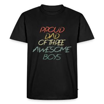 Papa Dad of three Boys for Father's Day - Men's Premium Organic T-Shirt - black - Front - Nico (187cm)