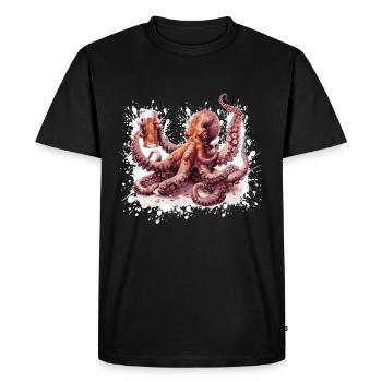 Octopus Bière Drôle - T-shirt Premium bio Homme - noir - Devant - Nico (187cm)