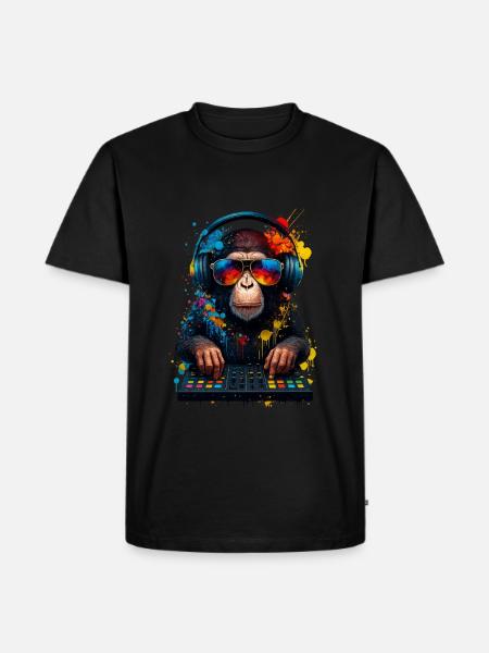 Rave DJ Monkey - Men's Premium Organic T-Shirt - black