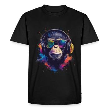 Festival des singes DJ - T-shirt Premium bio Homme - noir - Devant - Nico (187cm)