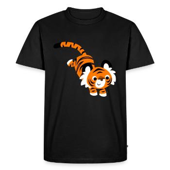 Cute Jumping Cartoon Tiger by Cheerful Madness!! - Men's Premium Organic T-Shirt - black - Front - Nico (187cm)