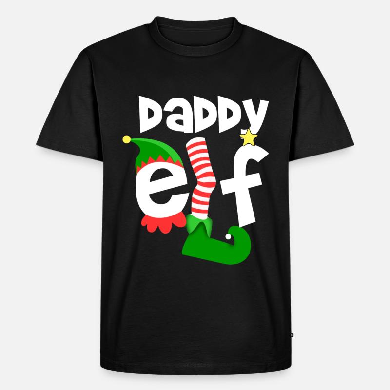 daddy elf - Männer Premium Bio T-Shirt - Schwarz