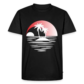 Island with palm trees white red - Men's Premium Organic T-Shirt - black - Front - Nico (187cm)