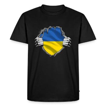 Ukraine Flag Vintage Ukrainian Flag Used Look - Men's Premium Organic T-Shirt - black - Front - Nico (187cm)