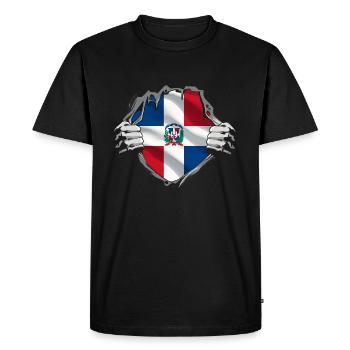 République dominicaine Drapeau Dom Rep Flag Trip - T-shirt Premium bio Homme - noir - Devant - Nico (187cm)