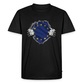 Europe Flag EU Euro European Flag - Men's Premium Organic T-Shirt - black - Front - Nico (187cm)