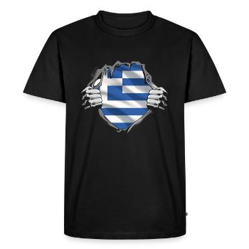 Greece Flag Hellas Athens Greek Flag - Men's Premium Organic T-Shirt - black - Front - Nico (187cm)