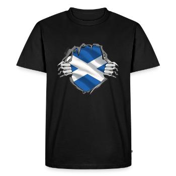 Drapeau écossais Drapeau écossais Alba GB Royaume-Uni - T-shirt Premium bio Homme - noir - Devant - Nico (187cm)