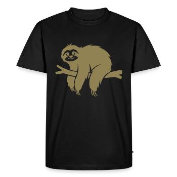 Minimalist sloth relaxing on a branch - Men's Premium Organic T-Shirt - black - Front - Nico (187cm)