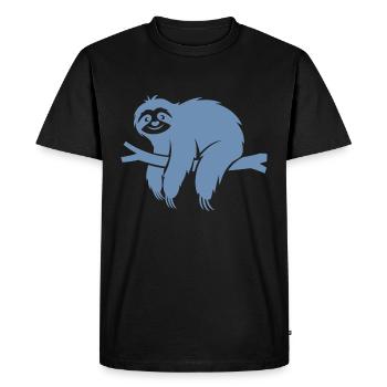 Minimalist sloth relaxing on a branch - Men's Premium Organic T-Shirt - black - Front - Nico (187cm)