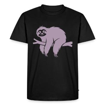 Minimalist sloth relaxing on a branch - Men's Premium Organic T-Shirt - black - Front - Nico (187cm)