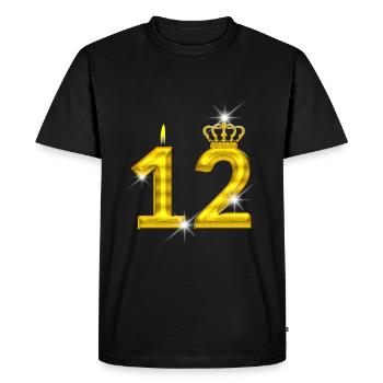 12 birthday - Crown - candle - gold - Men's Premium Organic T-Shirt - black - Front - Nico (187cm)