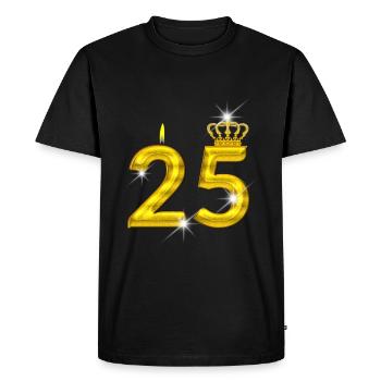 25 birthday - Crown - candle - gold - Men's Premium Organic T-Shirt - black - Front - Nico (187cm)