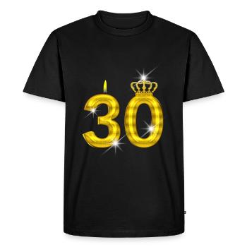 30 birthday - Crown - candle - gold - Men's Premium Organic T-Shirt - black - Front - Nico (187cm)