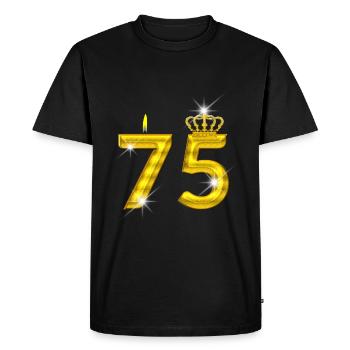 75 birthday - Crown - candle - gold - Men's Premium Organic T-Shirt - black - Front - Nico (187cm)