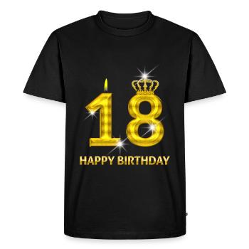 18-happy birthday - birthday - number gold - Men's Premium Organic T-Shirt - black - Front - Nico (187cm)