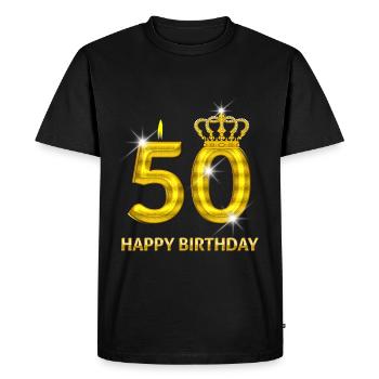50 - happy birthday - birthday - number gold - Men's Premium Organic T-Shirt - black - Front - Nico (187cm)