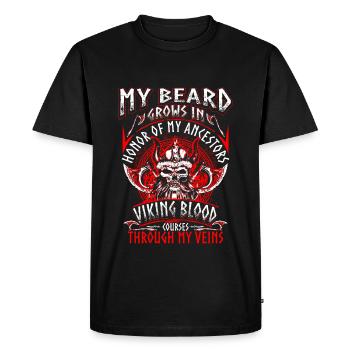 My Beard Honor - Viking - EN - T-shirt Premium bio Homme - noir - Devant - Nico (187cm)