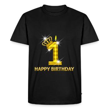 1-happy birthday - birthday - number gold - Men's Premium Organic T-Shirt - black - Front - Nico (187cm)