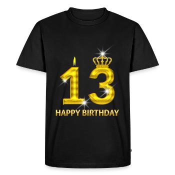 13-happy birthday - birthday - number gold - Men's Premium Organic T-Shirt - black - Front - Nico (187cm)
