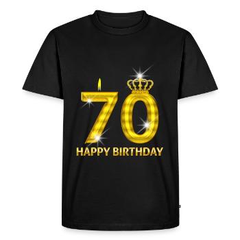70 - happy birthday - birthday - number gold - Men's Premium Organic T-Shirt - black - Front - Nico (187cm)
