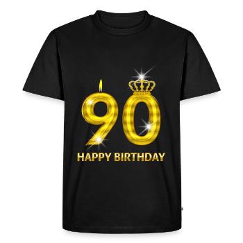 90 - happy birthday - birthday - number gold - Men's Premium Organic T-Shirt - black - Front - Nico (187cm)