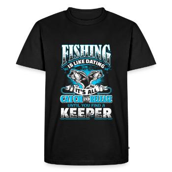 Fishing is Like Dating - Fishing - EN - Men's Premium Organic T-Shirt - black - Front - Nico (187cm)